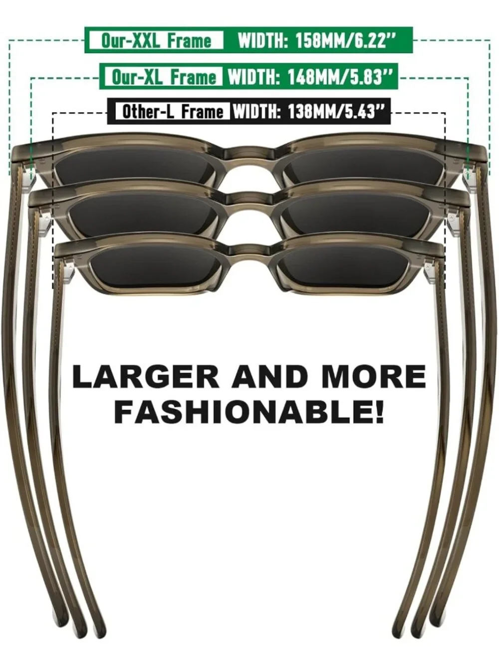 Large Polarized Sunglasses for Men & Women - 2 Pack XXL TR Frame UV400 Outdoor